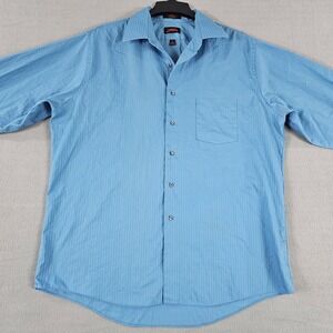 J Garcia Shirt Men XL Button Up Blue Striped